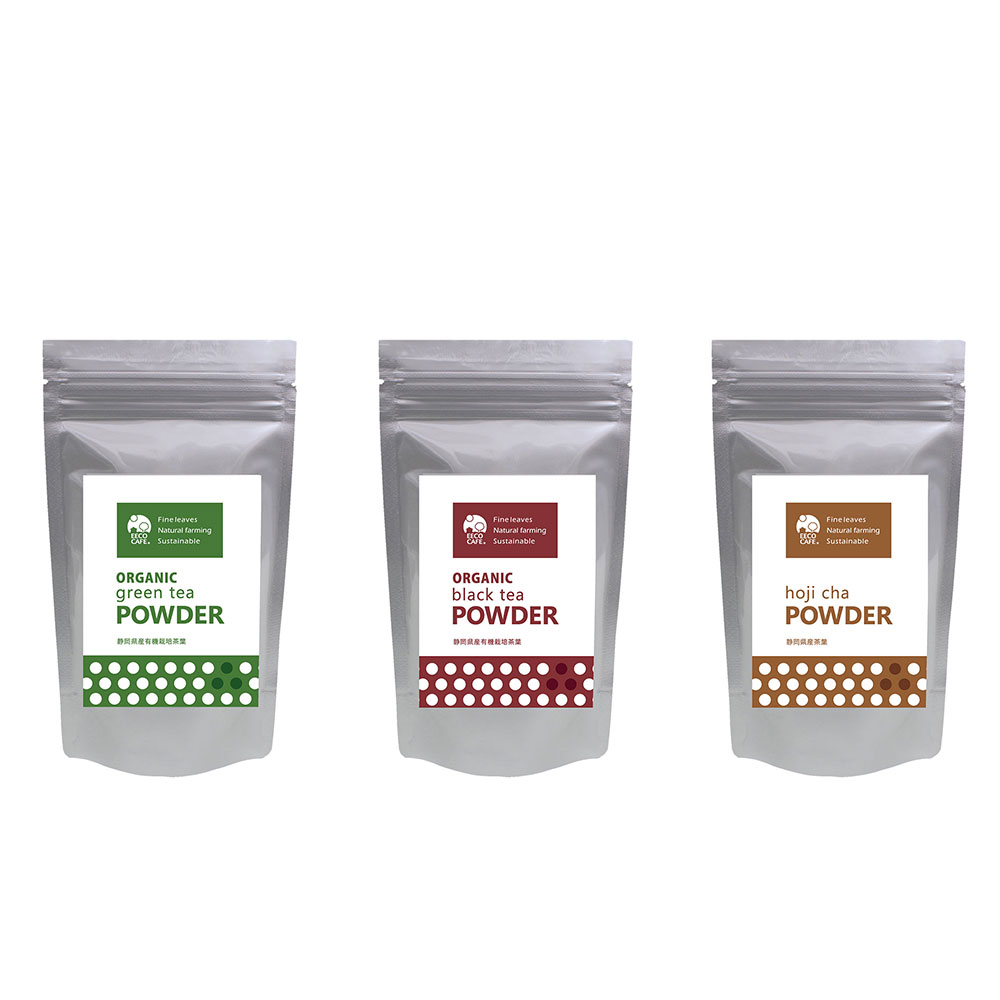 有機 粉末茶 / 緑茶 和紅茶 ほうじ茶 / 80g 12個 / EECO Café